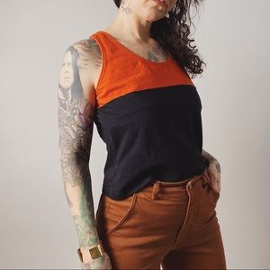 90s Orange Black Racerback Shelf Bra Athletic Tank